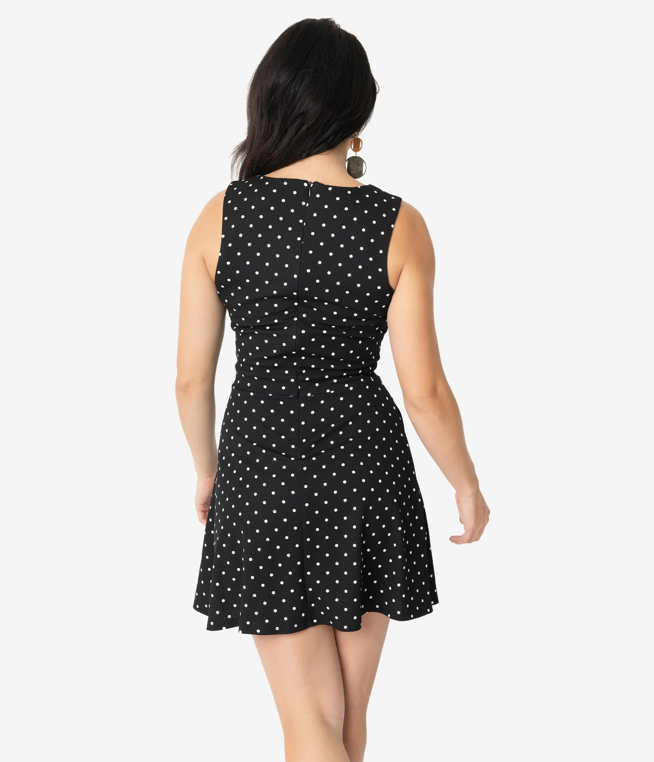 Smak Parlour 1970s Black & White Pin Dot Totally Radical Fit & Flare Dress