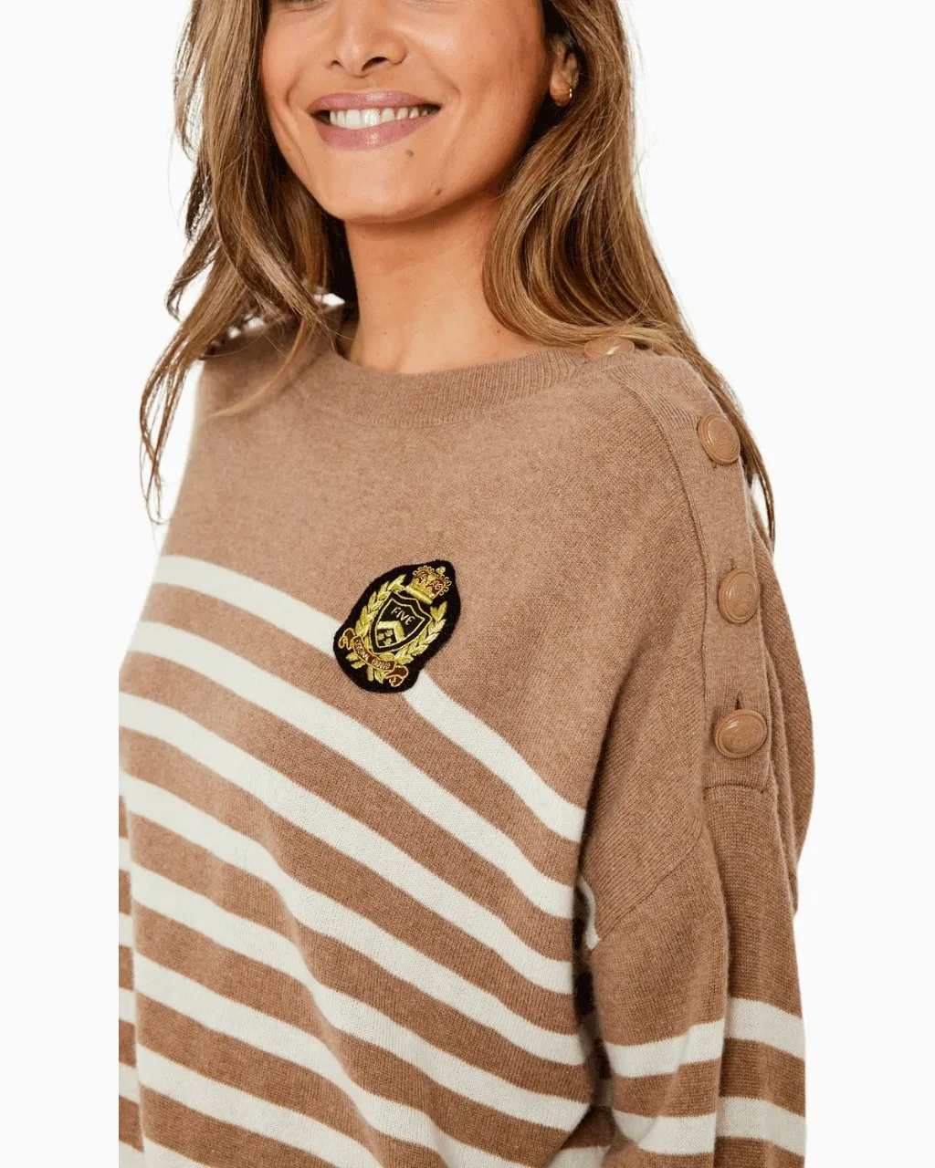 Striped Cashmere Sweater | Camel