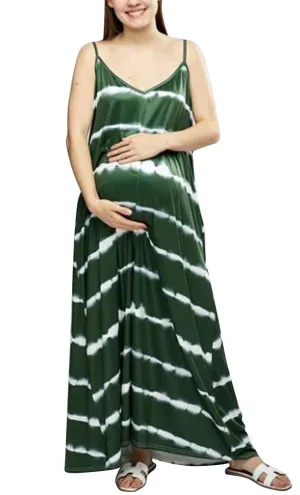 Striped V-neck Sling Maternity Dress