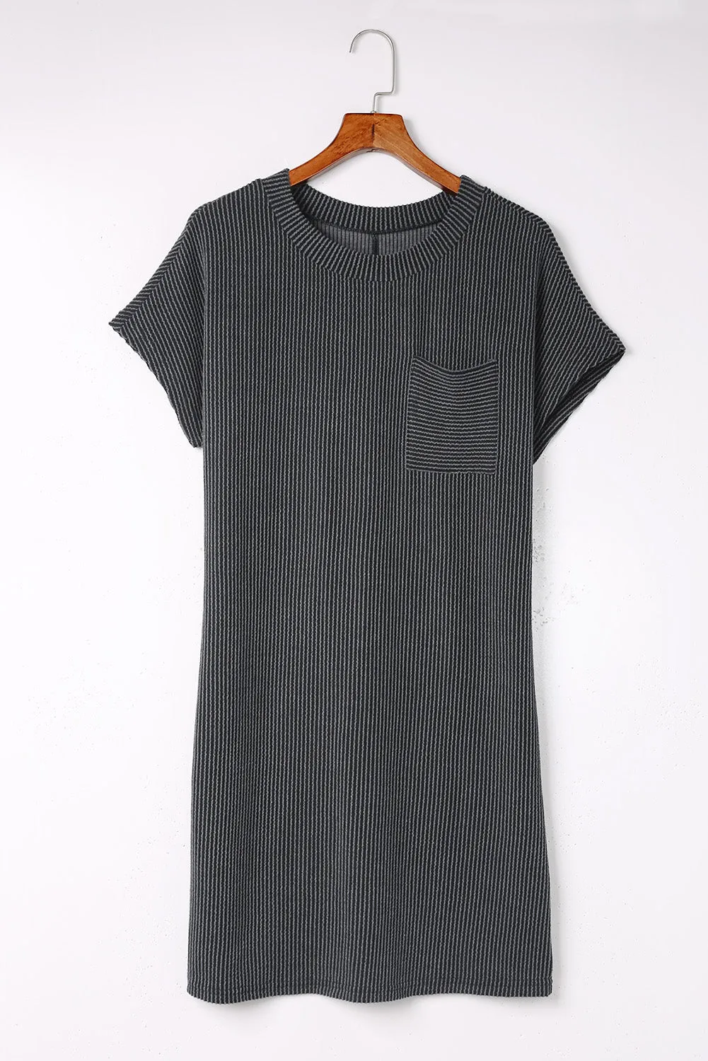 Textured Shift Dress - Charcoal