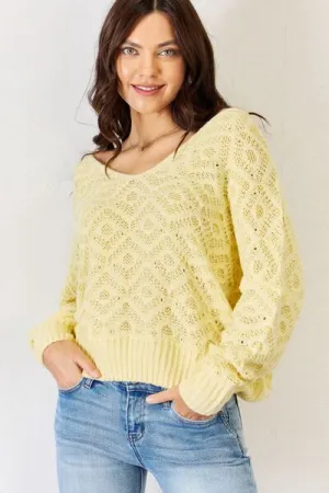 V-Neck Patterned Long Sleeve Sweater