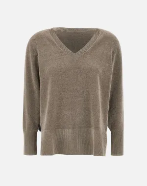 Velvet Chenille V-Neck Sweater