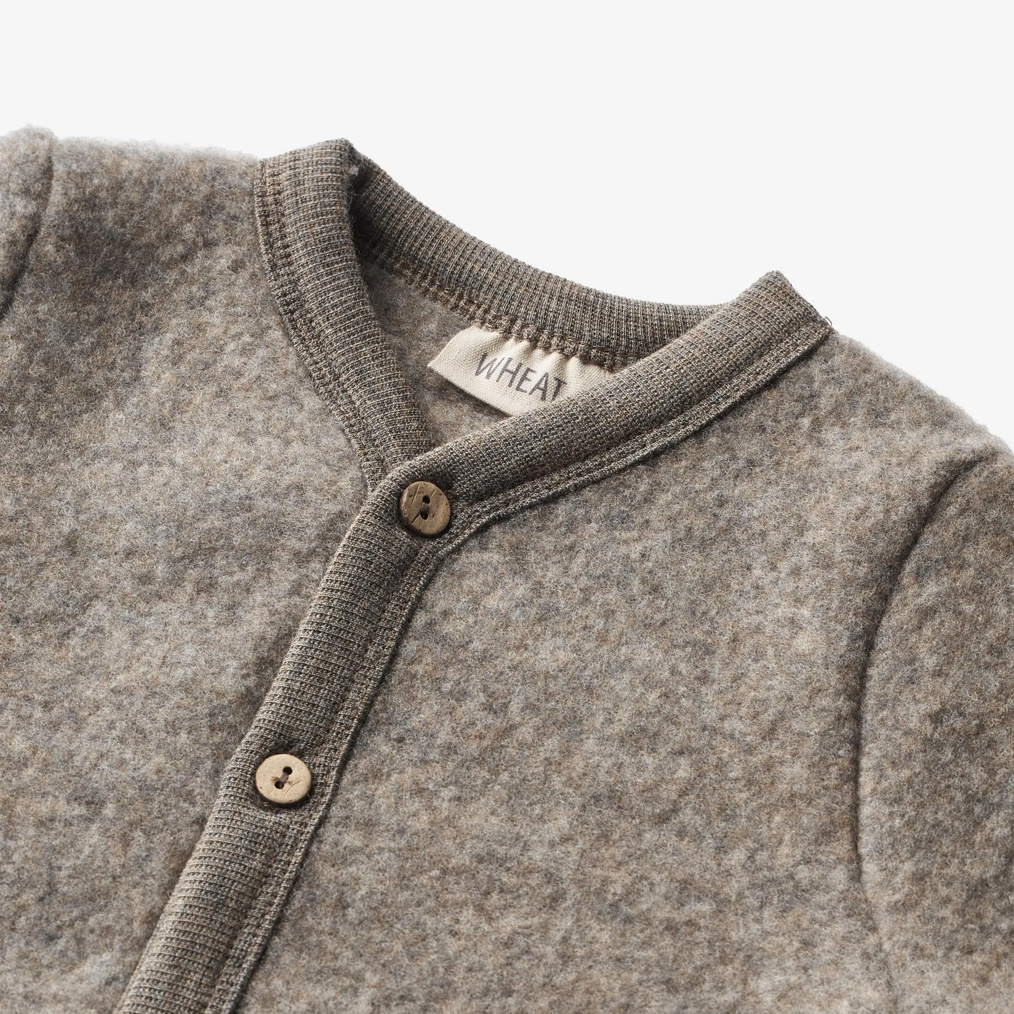 Wool Fleece Cardigan Kari - brown melange