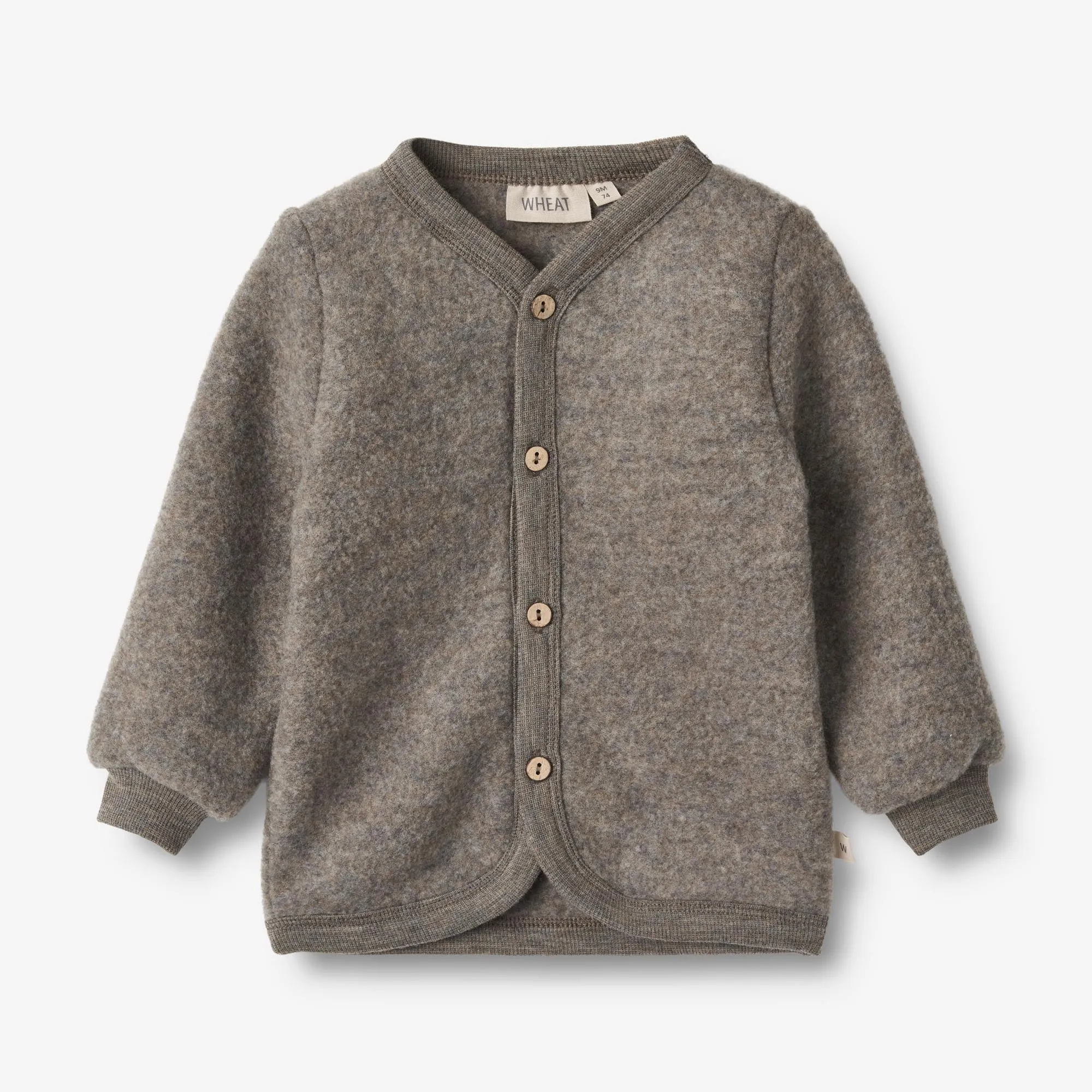 Wool Fleece Cardigan Kari - brown melange